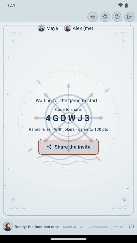 A private room with friends, with its shareable code
